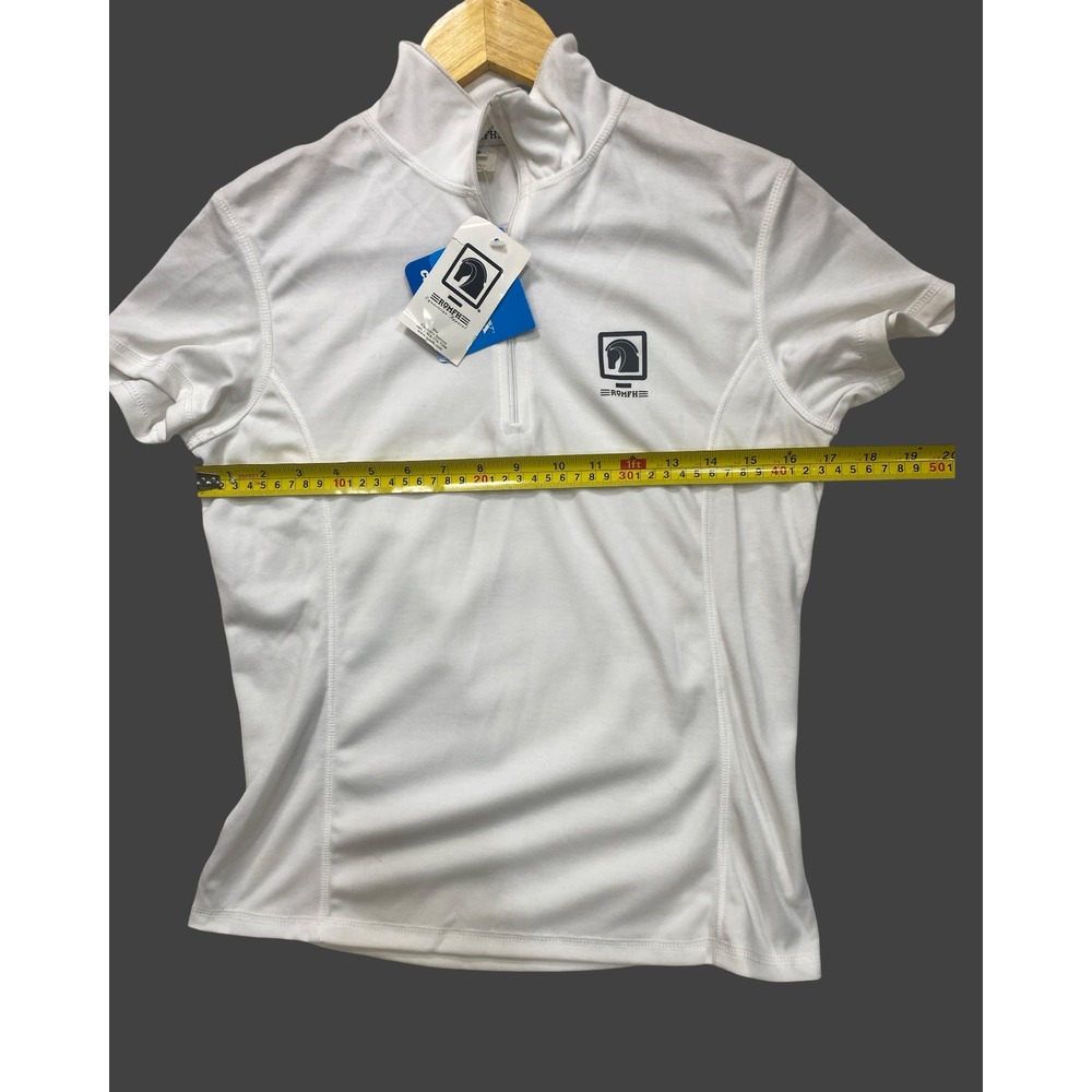 Romfh Equestrian Show Shirt Womens White CoolMax Short Sleeve Quarter Zip Size 2 - Picture 7 of 8